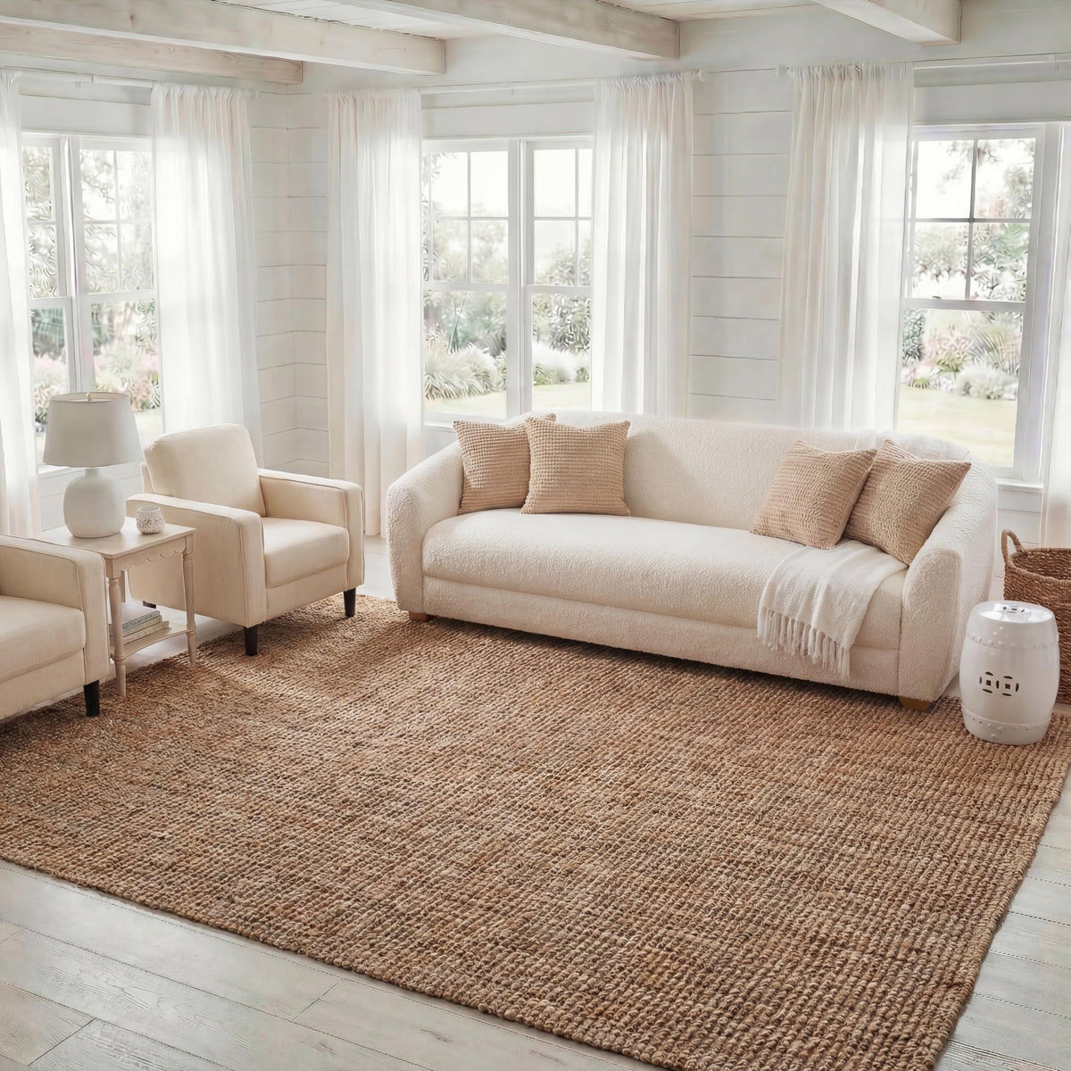 SAFAVIEH Natural Fiber Area Rug 8x10, Jute Knotted Large Natural NF447A