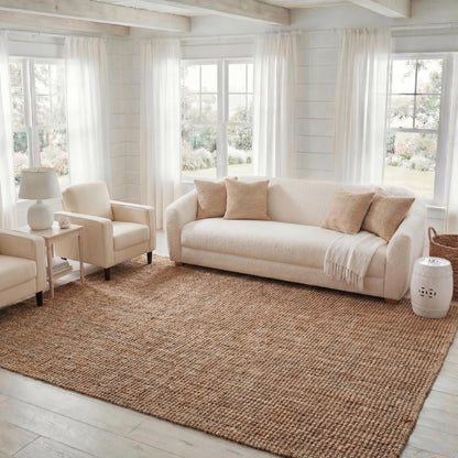 SAFAVIEH Natural Fiber Area Rug 8x10, Jute Knotted Large Natural NF447A