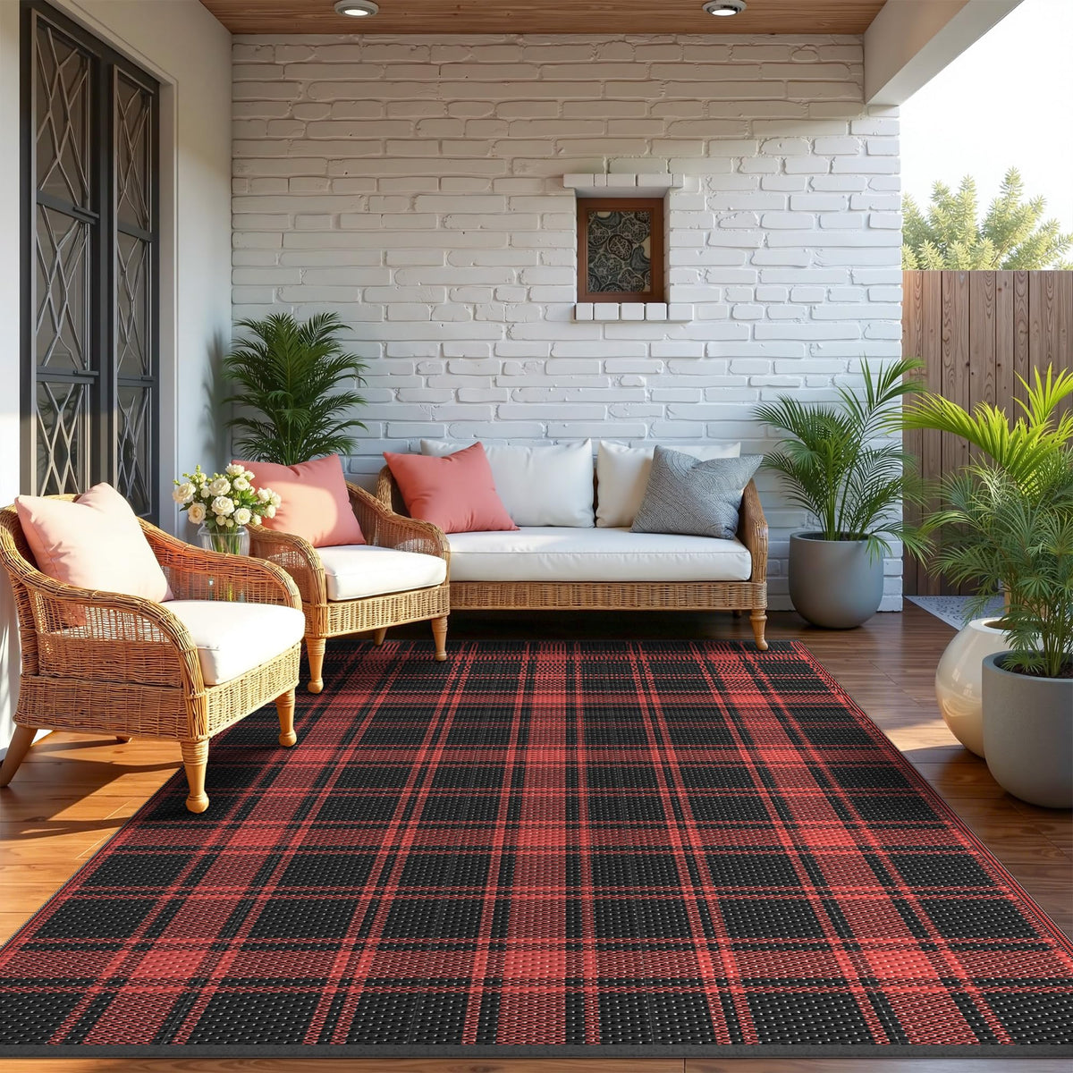 GENIMO Outdoor Rug, Waterproof Plastic Rugs for Patio, 5'x8' Cloud Grey