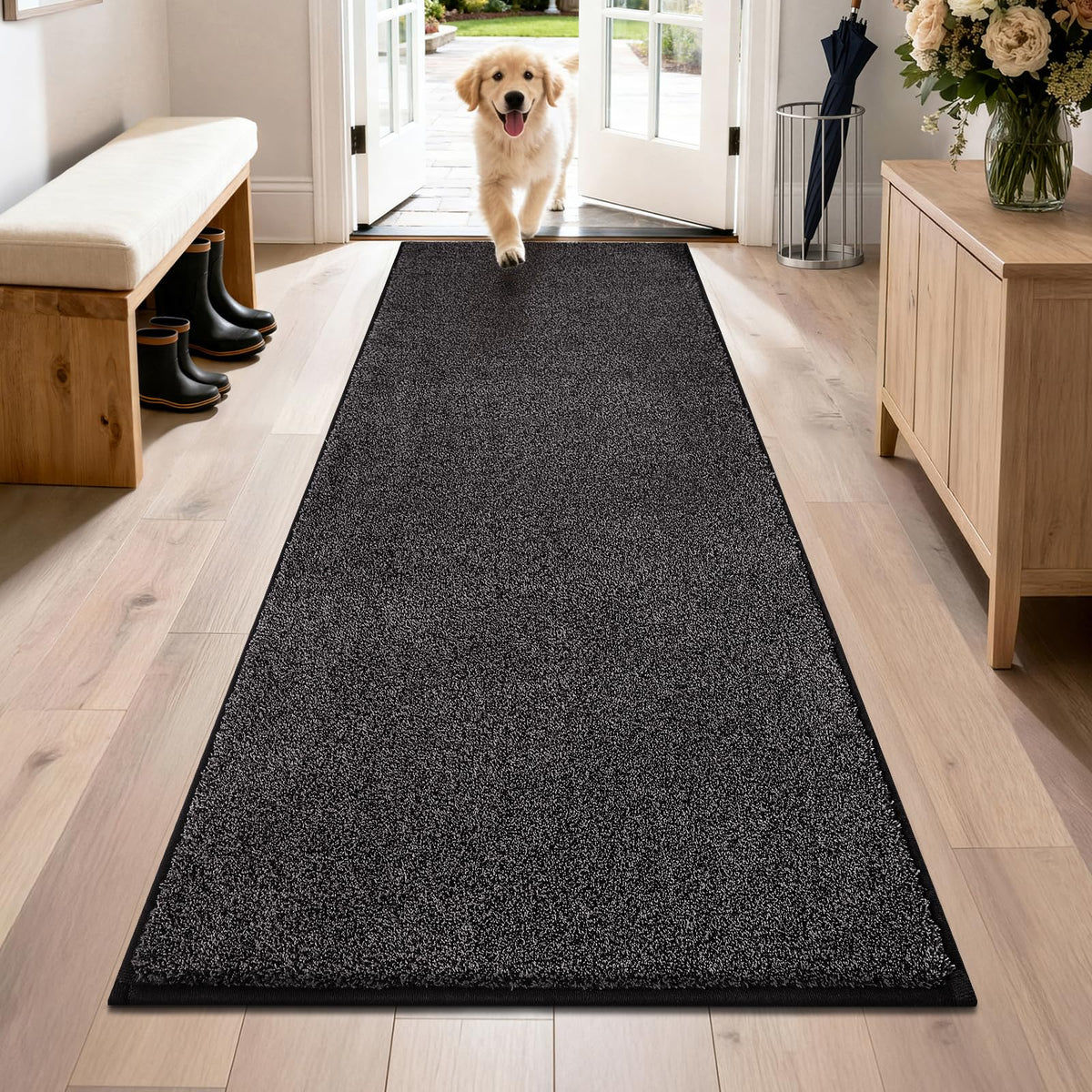 PURRUGS Dirt Trapping Indoor Door Mat, 31.5" x 47", Charcoal