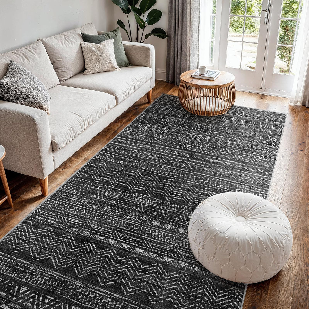 2'6"x8 Runner Rug Washable Moroccan: Non Slip Kitchen Long Floor Mat Gray