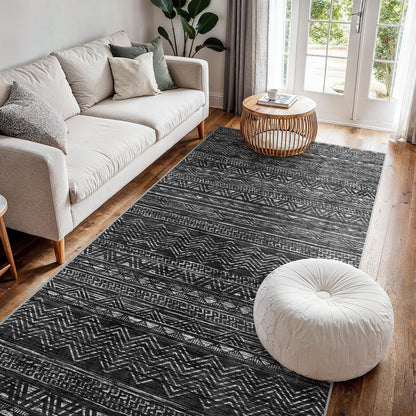 2'6"x8 Runner Rug Washable Moroccan: Non Slip Kitchen Long Floor Mat Gray