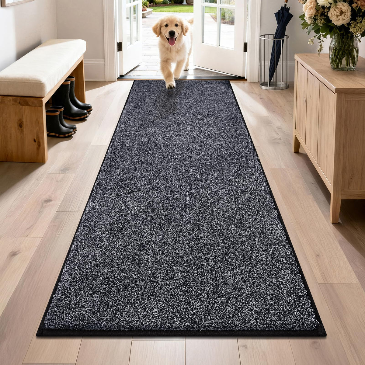 PURRUGS Dirt Trapping Indoor Door Mat, 31.5" x 47", Charcoal