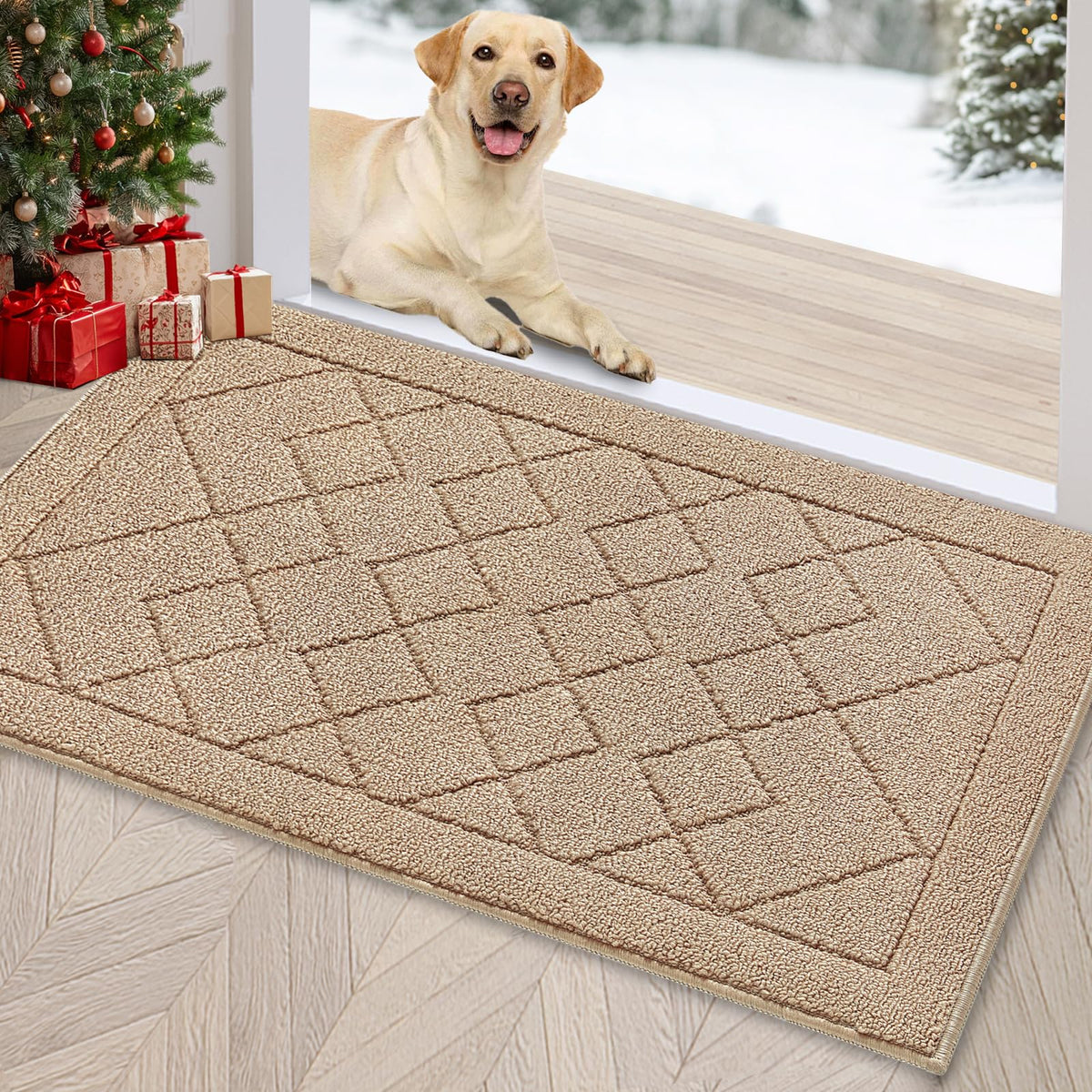REFETONE Indoor Doormat 32" x 40", Low-Profile Front Door Mat, Dark Gray