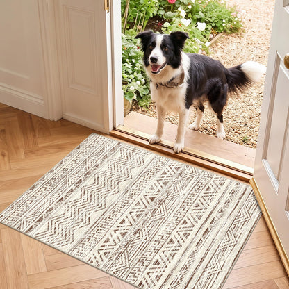 2'6"x8 Runner Rug Washable Moroccan: Non Slip Kitchen Long Floor Mat Gray