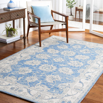 SAFAVIEH Micro-Loop Collection Area Rug - 6' x 9', Light Blue & Ivory, Handmade Wool, Ideal for High Traffic Areas in Living Room, Bedroom (MLP536L)