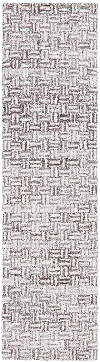 SAFAVIEH Micro-Loop Collection Area Rug - 5' Square, Light Grey & Ivory, Handmade Wool, Ideal for High Traffic Areas in Living Room, Bedroom (MLP537F)
