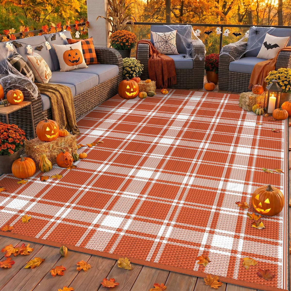 GENIMO Outdoor Rug, Waterproof Plastic Rugs for Patio, 5'x8' Cloud Grey