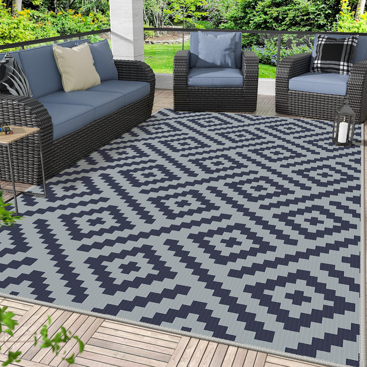 GENIMO Outdoor Rug, Waterproof Plastic Rugs for Patio, 5'x8' Cloud Grey