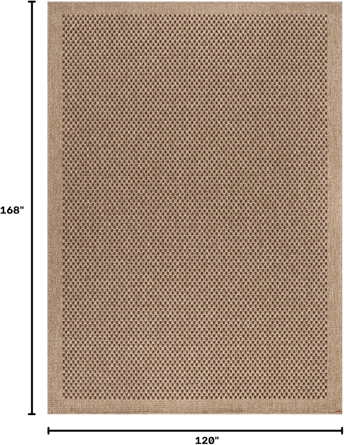 CAMILSON Easy Jute Rug 10x14, Indoor Outdoor Natural Color Fiber Area Rugs for Living Room Patio and Kitchen Rug, Sisal Boho Woven Design, Easy-Cleaning, Washable Outside Carpet Alfombras (10 x 14)