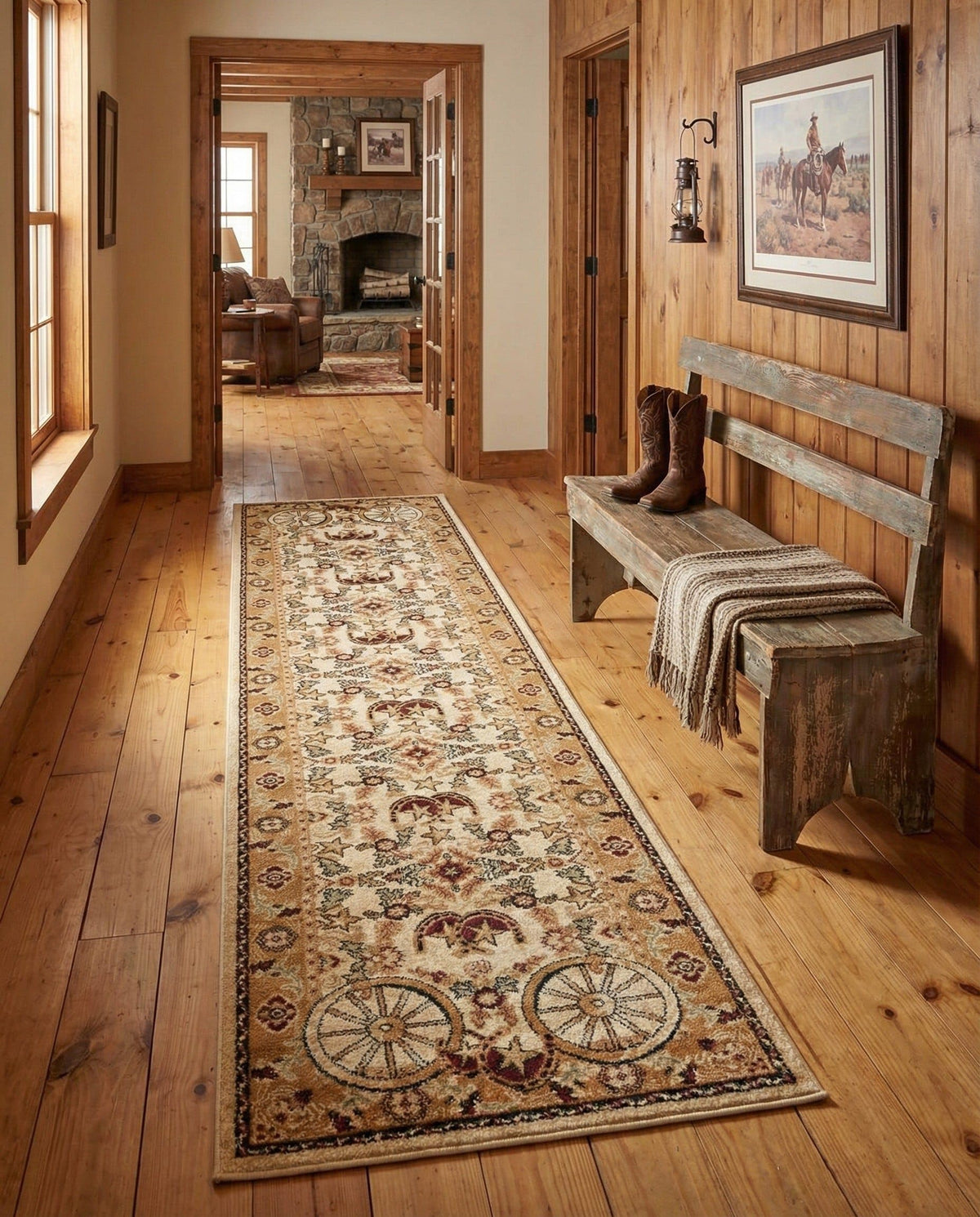 Rugs.com - Pioneer Rug – 5 Ft Square Ivory Easy-Clean Rug – Rustic Decor for Living Rooms, Bedrooms, and Entryways