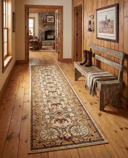 Rugs.com - Pioneer Rug – 5 Ft Square Ivory Easy-Clean Rug – Rustic Decor for Living Rooms, Bedrooms, and Entryways