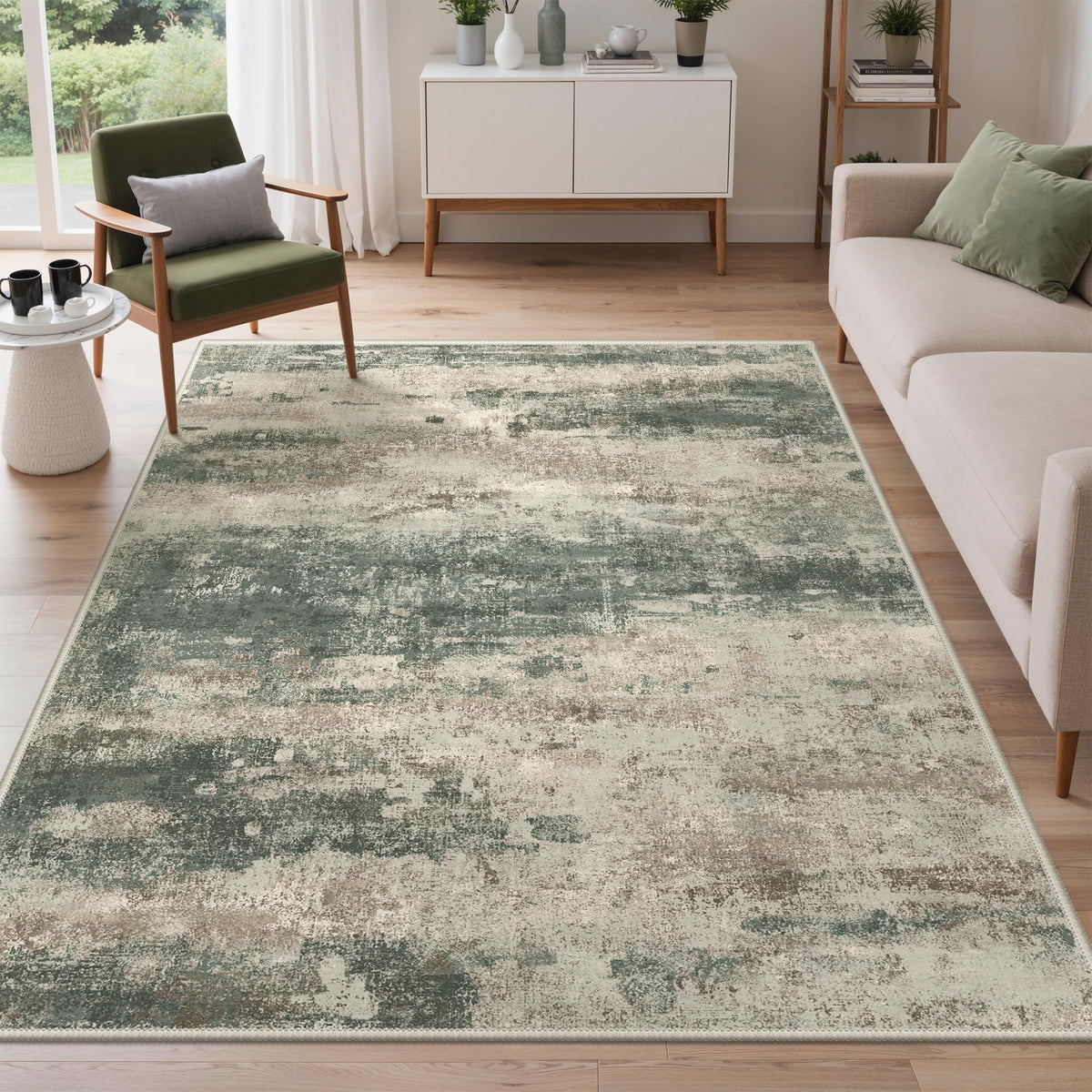 GENIMO 9x12 Area Rug Washable Non Slip for Living Room, Navy Blue Gray