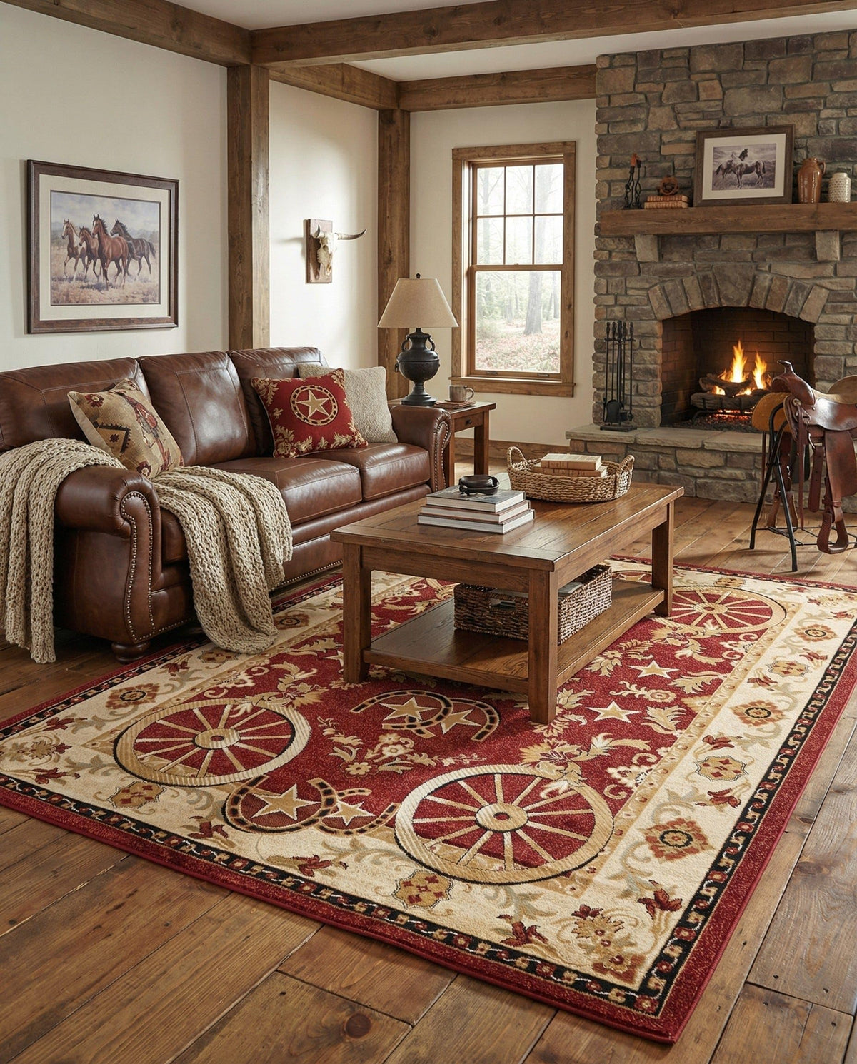 Rugs.com - Pioneer Rug – 5 Ft Square Ivory Easy-Clean Rug – Rustic Decor for Living Rooms, Bedrooms, and Entryways