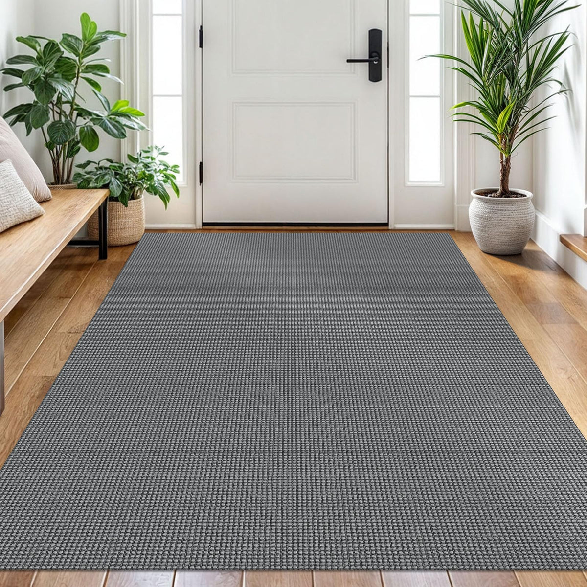 EARTHALL Woven Area Rug 3x5 Ft Washable Rugs for Entryway Braided Non Slip Rubber Backed Throw Rugs Door Mat Indoor Outdoor Entrance Cotton Carpet for Kitchen Foyer Front Door, Orange/Tan/Brown