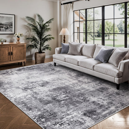 8x10 Rugs for Living Room - Modern Abstract Low Pile Washable Rug, Ultra Soft Non Slip Large Rugs, Floor Carpet for Bedroom Dining Room Office Laundry Nursery Home(Brown)