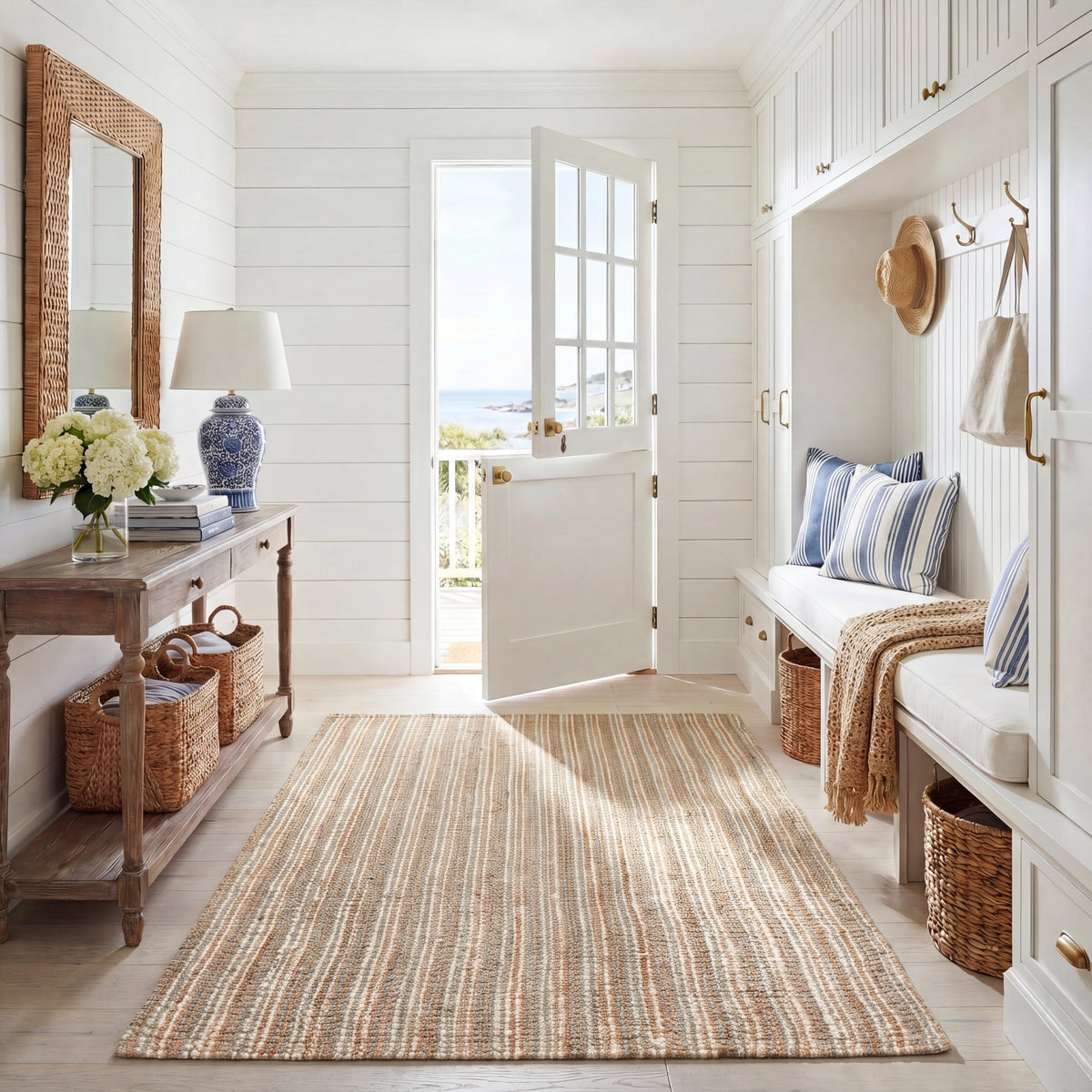 SAFAVIEH Natural Fiber Area Rug 8x10, Jute Knotted Large Natural NF447A