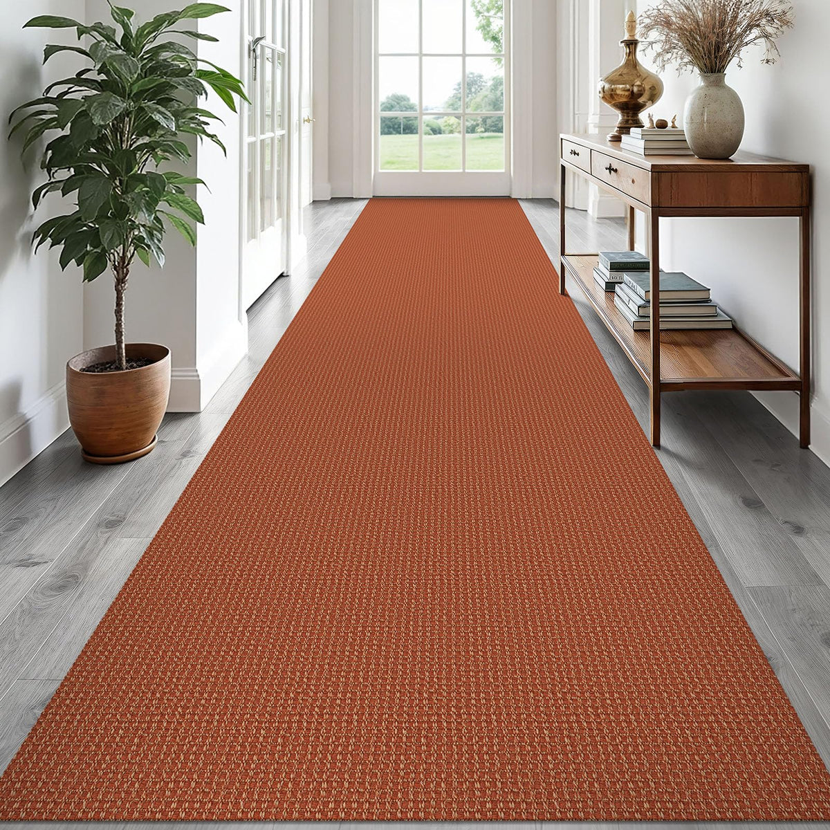 EARTHALL Woven Area Rug 3x5 Ft Washable Rugs for Entryway Braided Non Slip Rubber Backed Throw Rugs Door Mat Indoor Outdoor Entrance Cotton Carpet for Kitchen Foyer Front Door, Orange/Tan/Brown