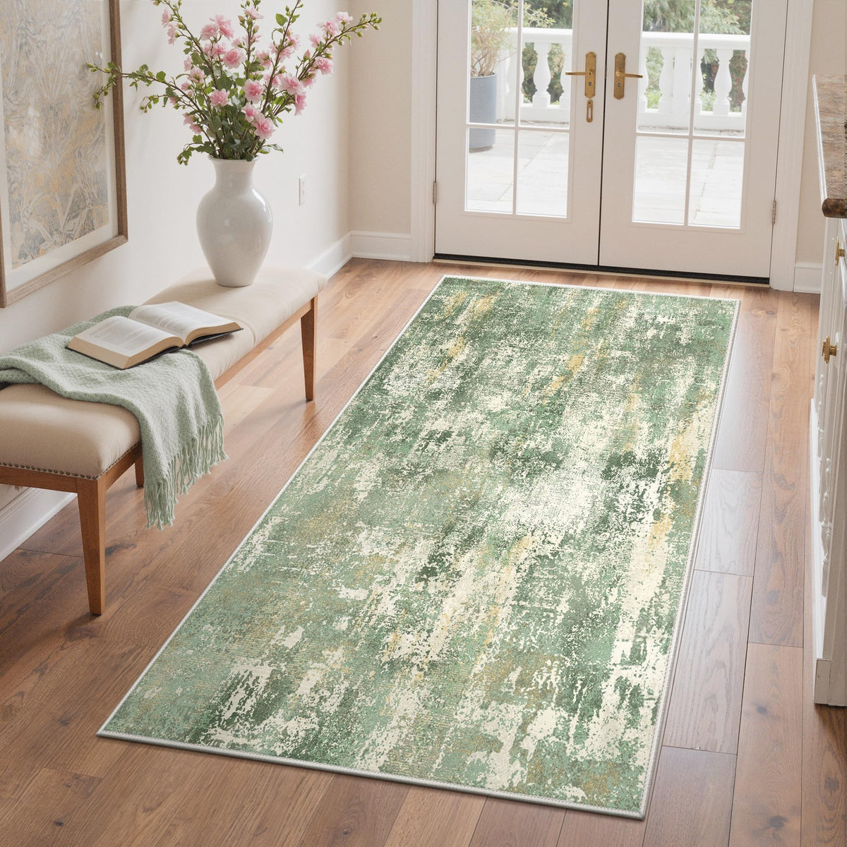 GENIMO 9x12 Area Rug Washable Non Slip for Living Room, Navy Blue Gray