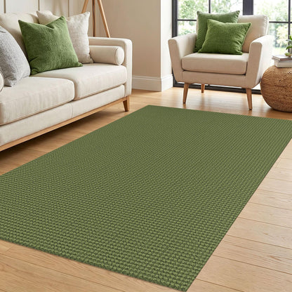 IOHOUZE Washable Area Rug 3x5 Non Slip Rubber Backed Woven Rugs for Entryway Rugs Indoor Outdoor Doormat Throw Rug Floor Carpet for Entrance Kitchen Front Door, Olive Green/Earthy Green
