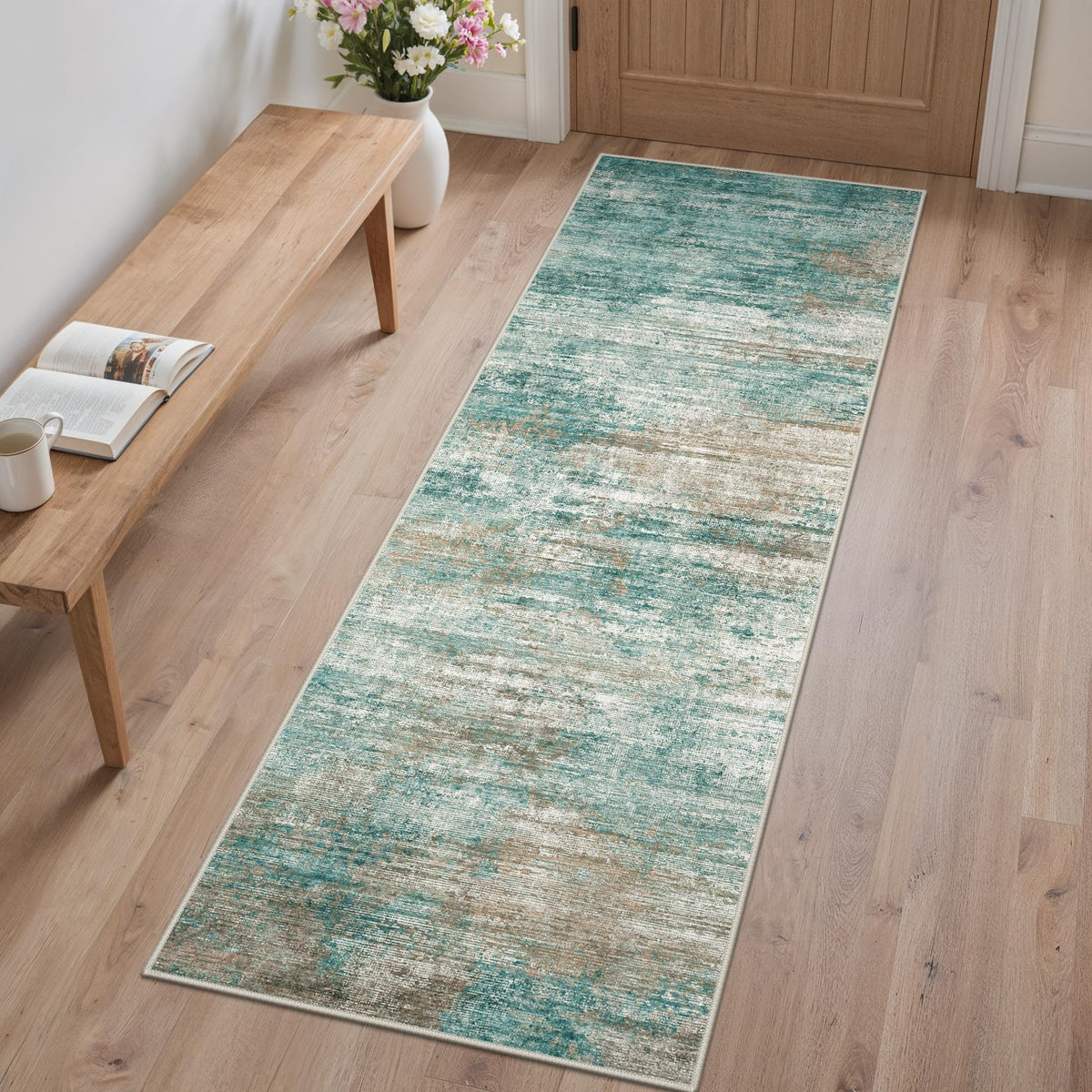 GENIMO 9x12 Area Rug Washable Non Slip for Living Room, Navy Blue Gray