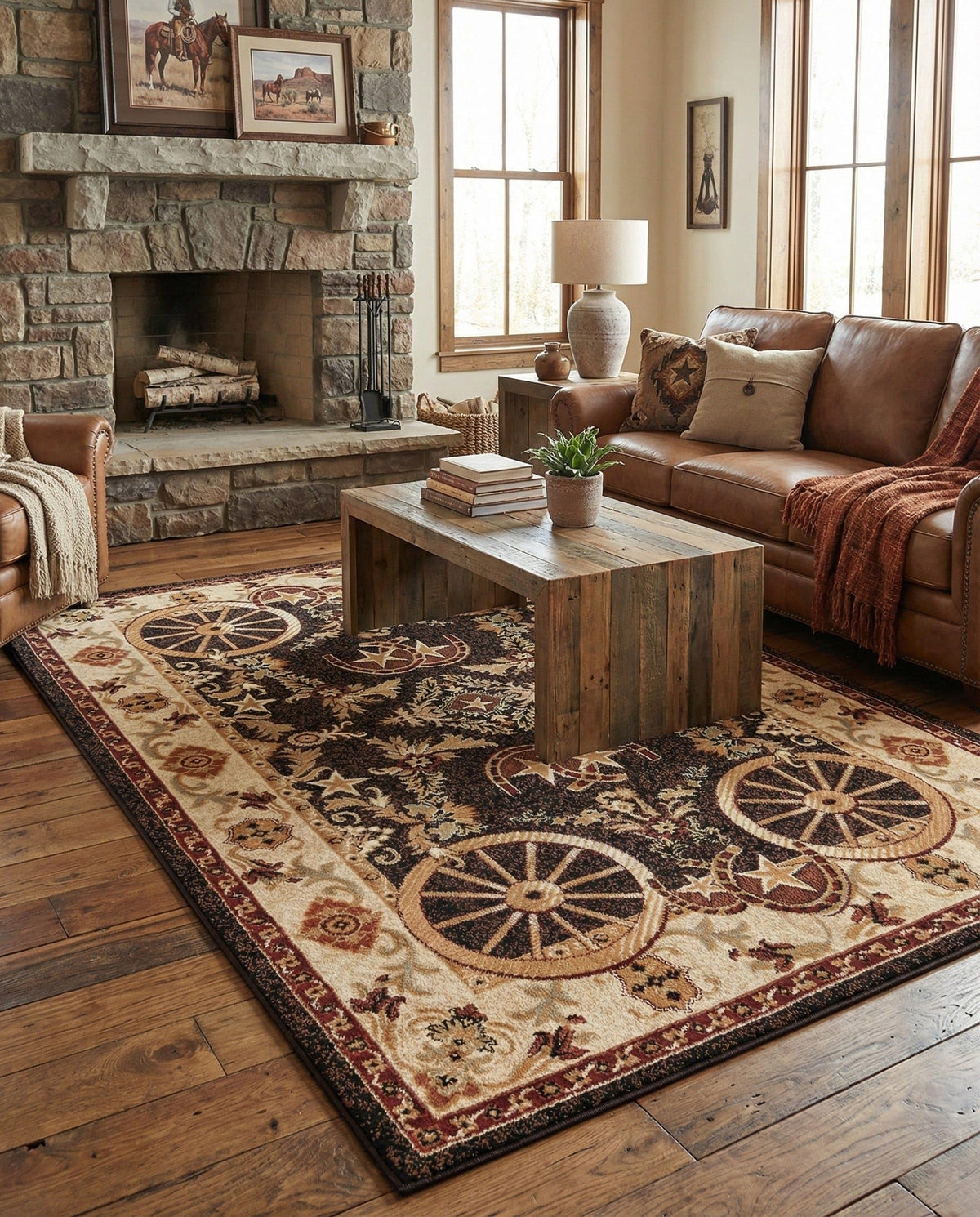 Rugs.com - Pioneer Rug – 5 Ft Square Ivory Easy-Clean Rug – Rustic Decor for Living Rooms, Bedrooms, and Entryways