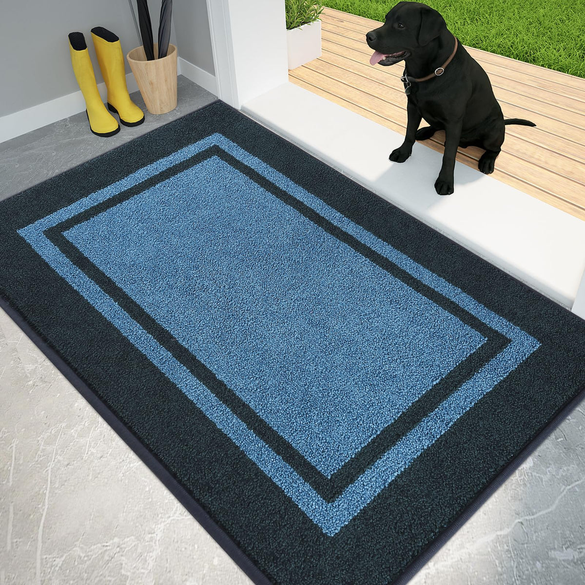 PURRUGS Dirt Trapping Indoor Door Mat, 32" x 48", Beige & Grayish Brown