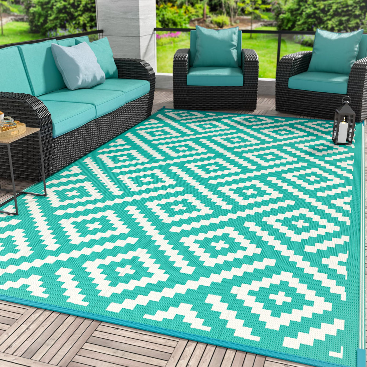 GENIMO Outdoor Rug, Waterproof Plastic Rugs for Patio, 5'x8' Cloud Grey