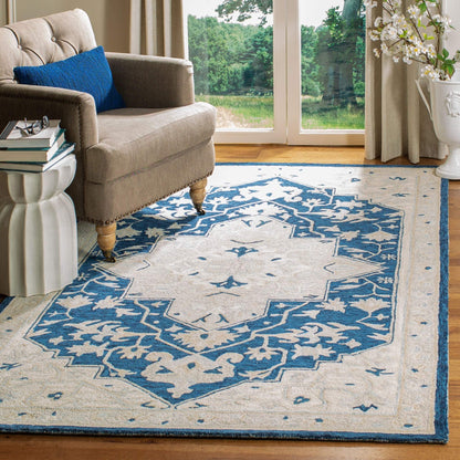 SAFAVIEH Micro-Loop Collection Area Rug - 9' x 12', Light Grey & Ivory, Handmade Medallion Wool, Ideal for High Traffic Areas in Living Room, Bedroom (MLP505F)