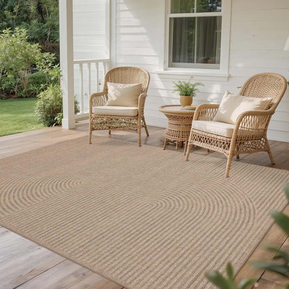 Easy Jute Rug for Pet Homes: 4x6 Outdoor Rug - Geometric Arch Pattern