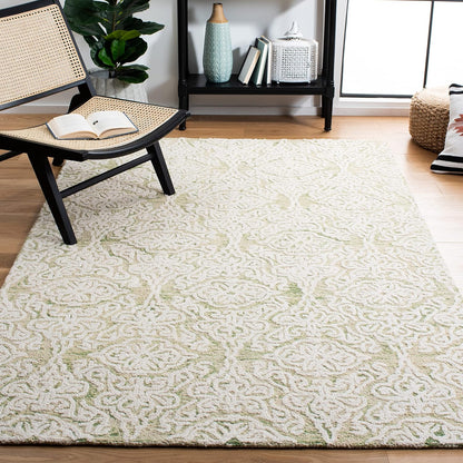 SAFAVIEH Blossom Collection Area Rug - 9' x 12', Beige & Ivory, Handmade Wool, Ideal for High Traffic Areas in Living Room, Bedroom (BLM112B)