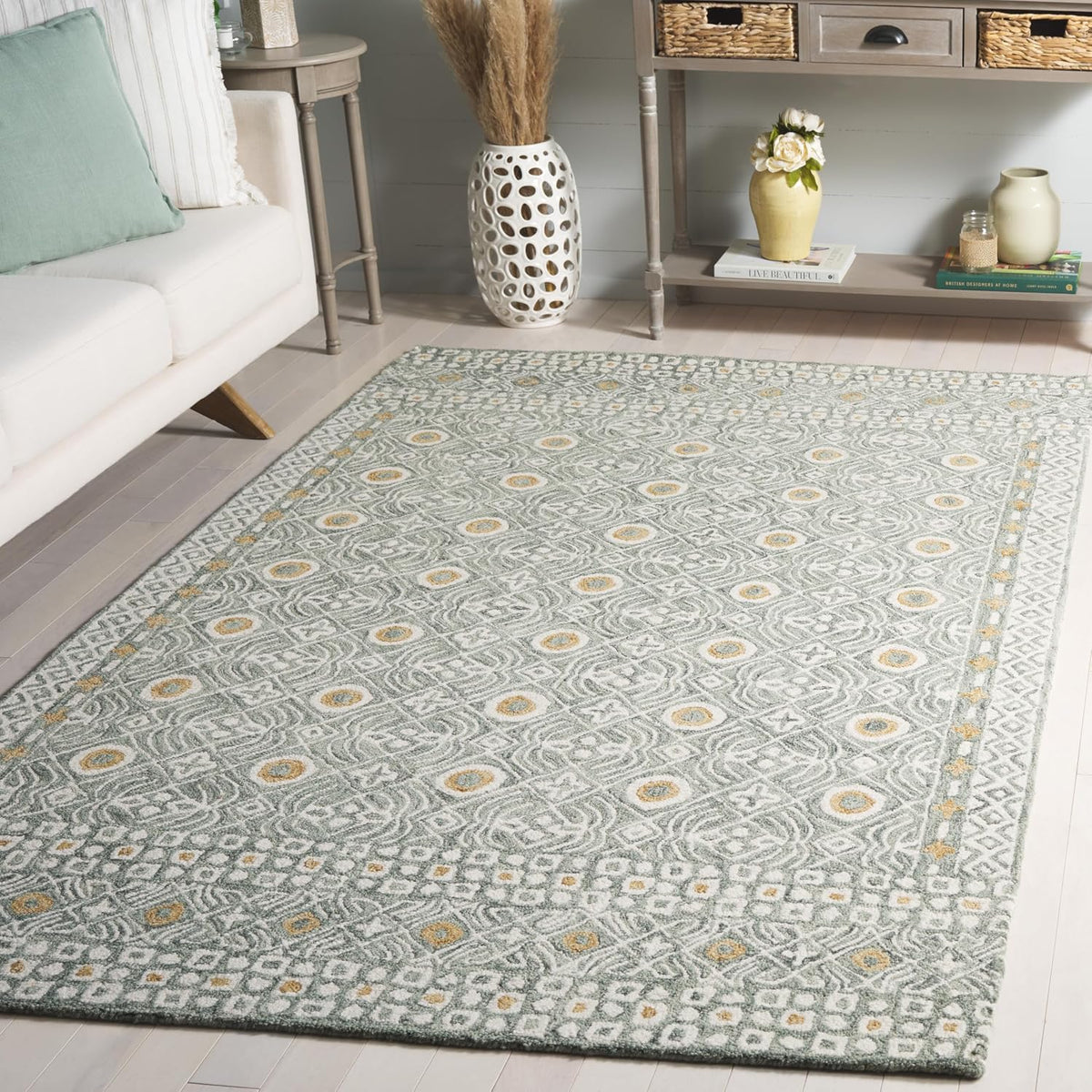 SAFAVIEH Micro-Loop Collection Accent Rug - 4' x 6', Charcoal & Ivory, Handmade Wool, Ideal for High Traffic Areas in Entryway, Living Room, Bedroom (MLP801H)