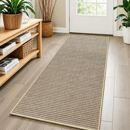 Faux Jute Area Rug 4'x6', Washable & Non-Slip, Grey & White