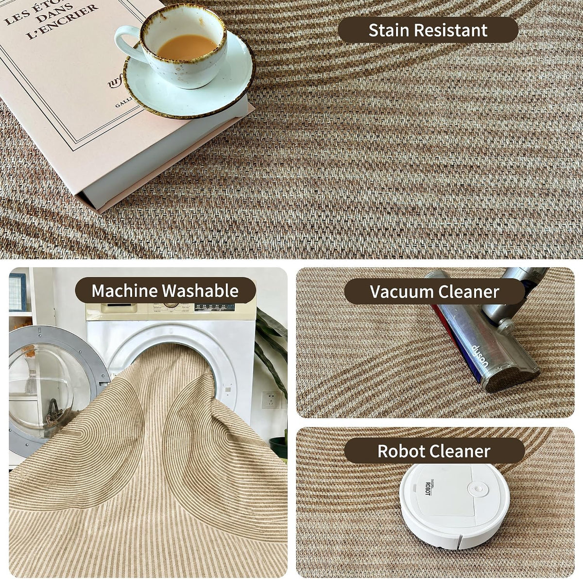 Easy Jute Rug for Pet Homes: 4x6 Outdoor Rug - Geometric Arch Pattern
