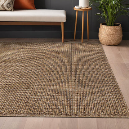 Beverly Rug Easy Jute Bordered Rug 10x14 Washable Large Indoor Outdoor Area Rugs for Living Dining Room Patio Office Stain Resistant Non Shedding Casual Indoor Outside Carpet 10 x 14 Off-White