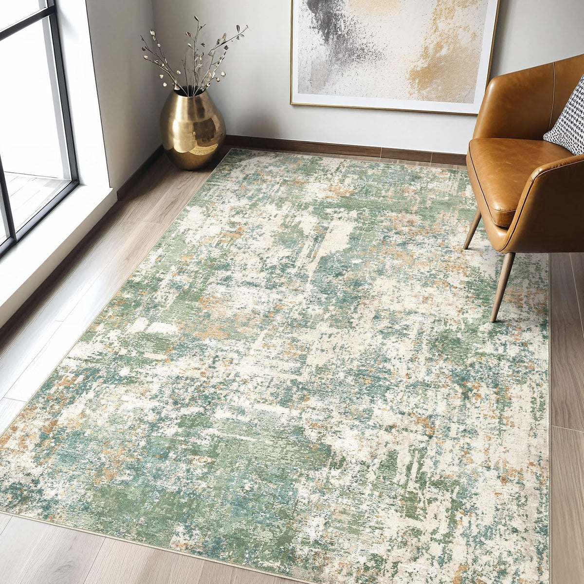 LOONGRUG 10x14 Area Rugs Washable Large Neutral Modern Living Room Rug