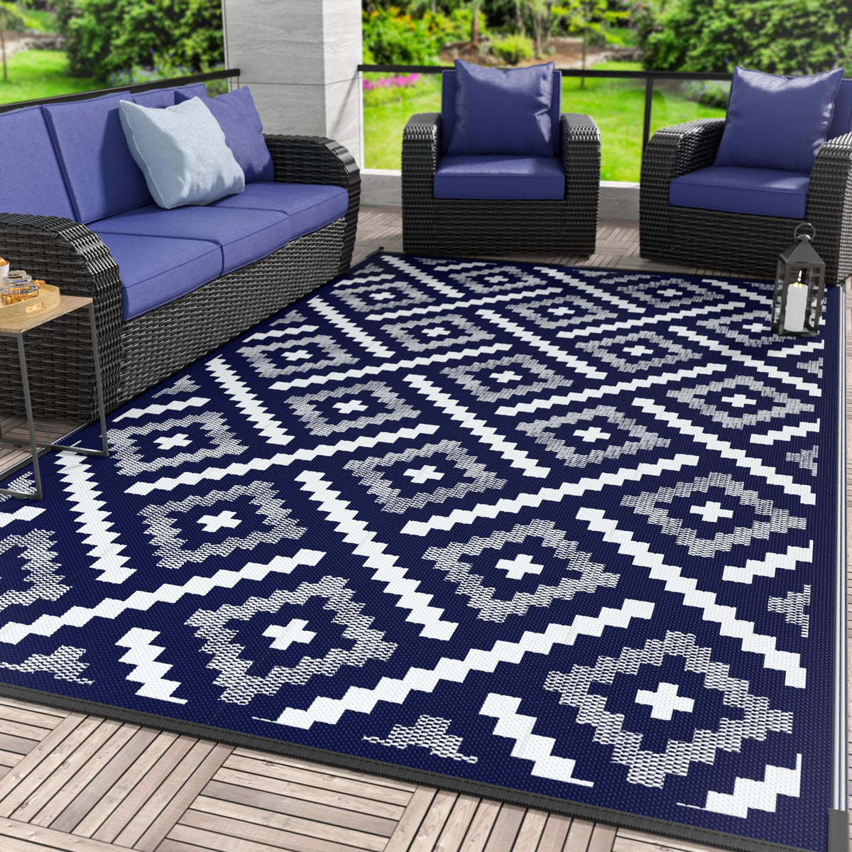 GENIMO Outdoor Rug, Waterproof Plastic Rugs for Patio, 5'x8' Cloud Grey