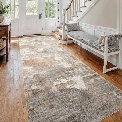 2'6"x8 Runner Rug Washable Moroccan: Non Slip Kitchen Long Floor Mat Gray