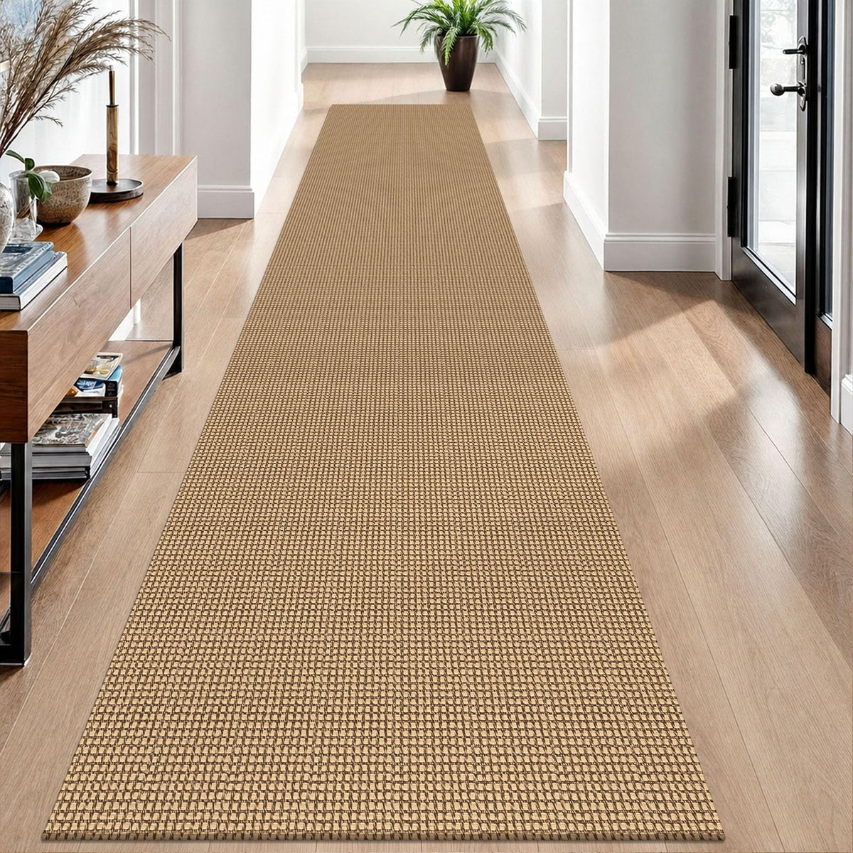 EARTHALL Woven Area Rug 3x5 Ft Washable Rugs for Entryway Braided Non Slip Rubber Backed Throw Rugs Door Mat Indoor Outdoor Entrance Cotton Carpet for Kitchen Foyer Front Door, Orange/Tan/Brown