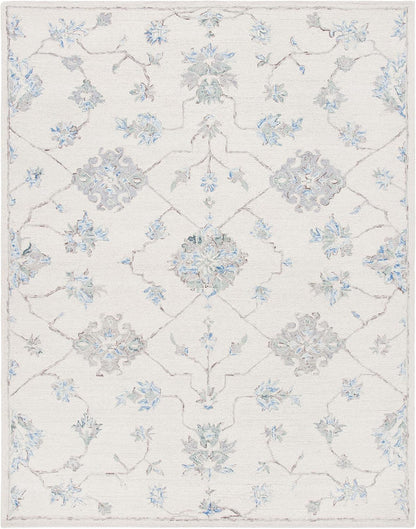 SAFAVIEH Micro-Loop Collection Area Rug - 9' x 12', Ivory & Grey, Handmade Wool, Ideal for High Traffic Areas in Living Room, Bedroom (MLP534F)