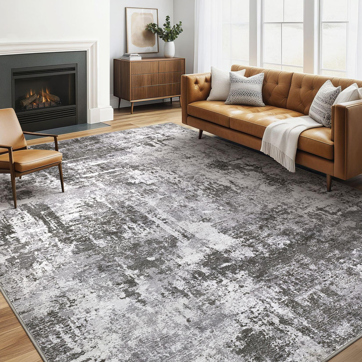 LOONGRUG 10x14 Area Rugs Washable Large Neutral Modern Living Room Rug