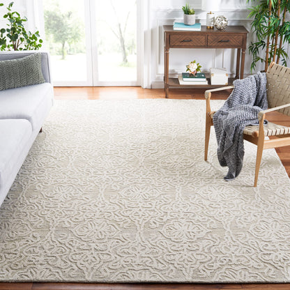 SAFAVIEH Blossom Collection Area Rug - 9' x 12', Beige & Ivory, Handmade Wool, Ideal for High Traffic Areas in Living Room, Bedroom (BLM112B)