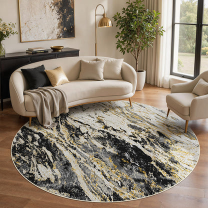 Area Rugs for Living Room: 9X12 Abstract Washable Rug Modern Neutral Large Soft Stain Resistant Non-Slip for Bedroom Dining Room Indoor Home Office Carpet - Blue Brown