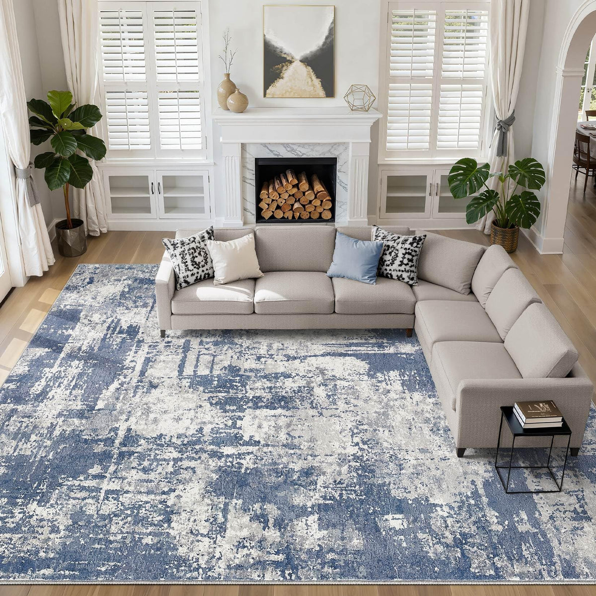 LOONGRUG 10x14 Area Rugs Washable Large Neutral Modern Living Room Rug