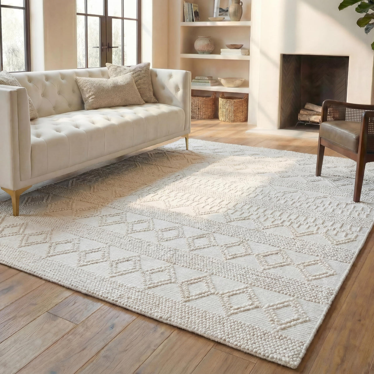SAFAVIEH Natura Wool Area Rug 3'x5', Soft Plush Boho Grey & Ivory NAT102A