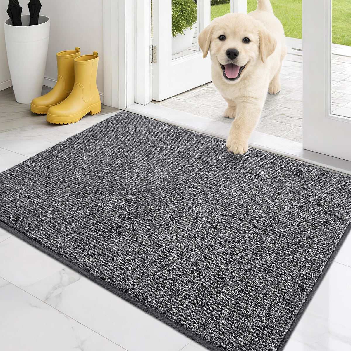 PURRUGS Dirt Trapping Indoor Door Mat, 20" x 31.5", Heathered Charcoal