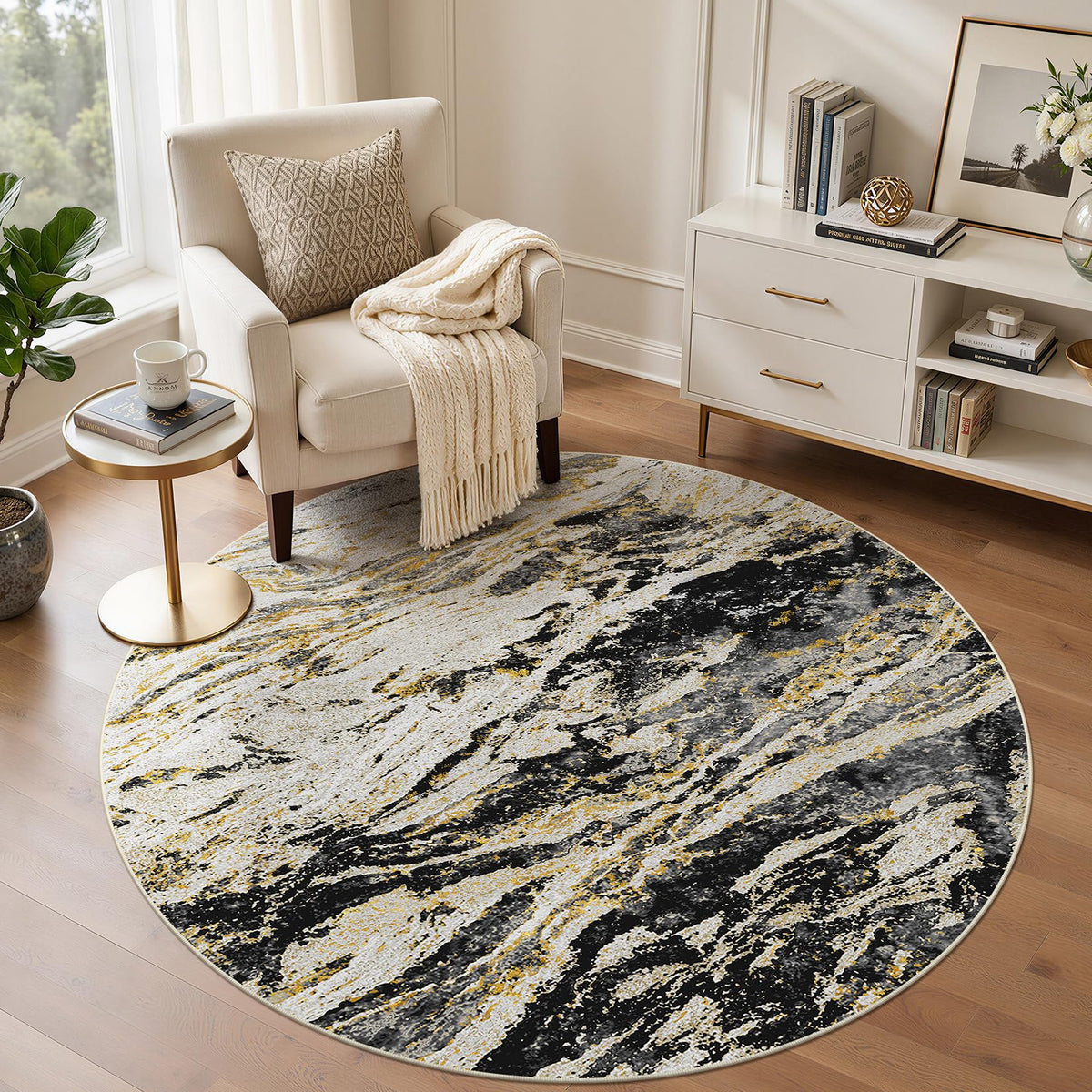 Area Rugs for Living Room: 9X12 Abstract Washable Rug Modern Neutral Large Soft Stain Resistant Non-Slip for Bedroom Dining Room Indoor Home Office Carpet - Blue Brown