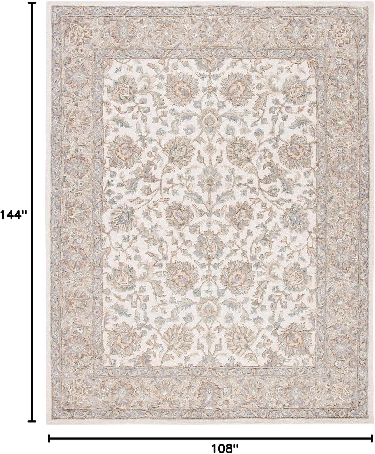 SAFAVIEH Glamour Collection 9' x 12' Ivory/Grey GLM628A Handmade Premium Wool Area Rug