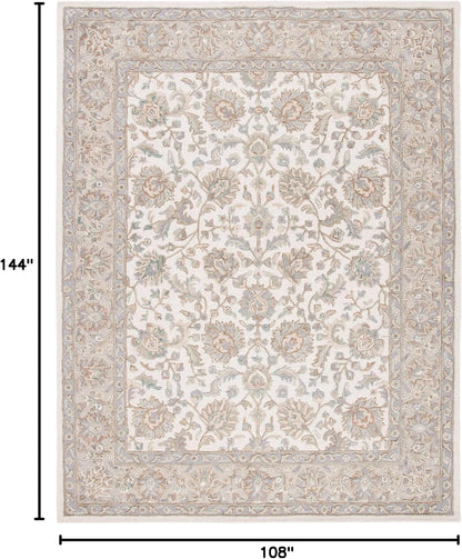 SAFAVIEH Glamour Collection 9' x 12' Ivory/Grey GLM628A Handmade Premium Wool Area Rug