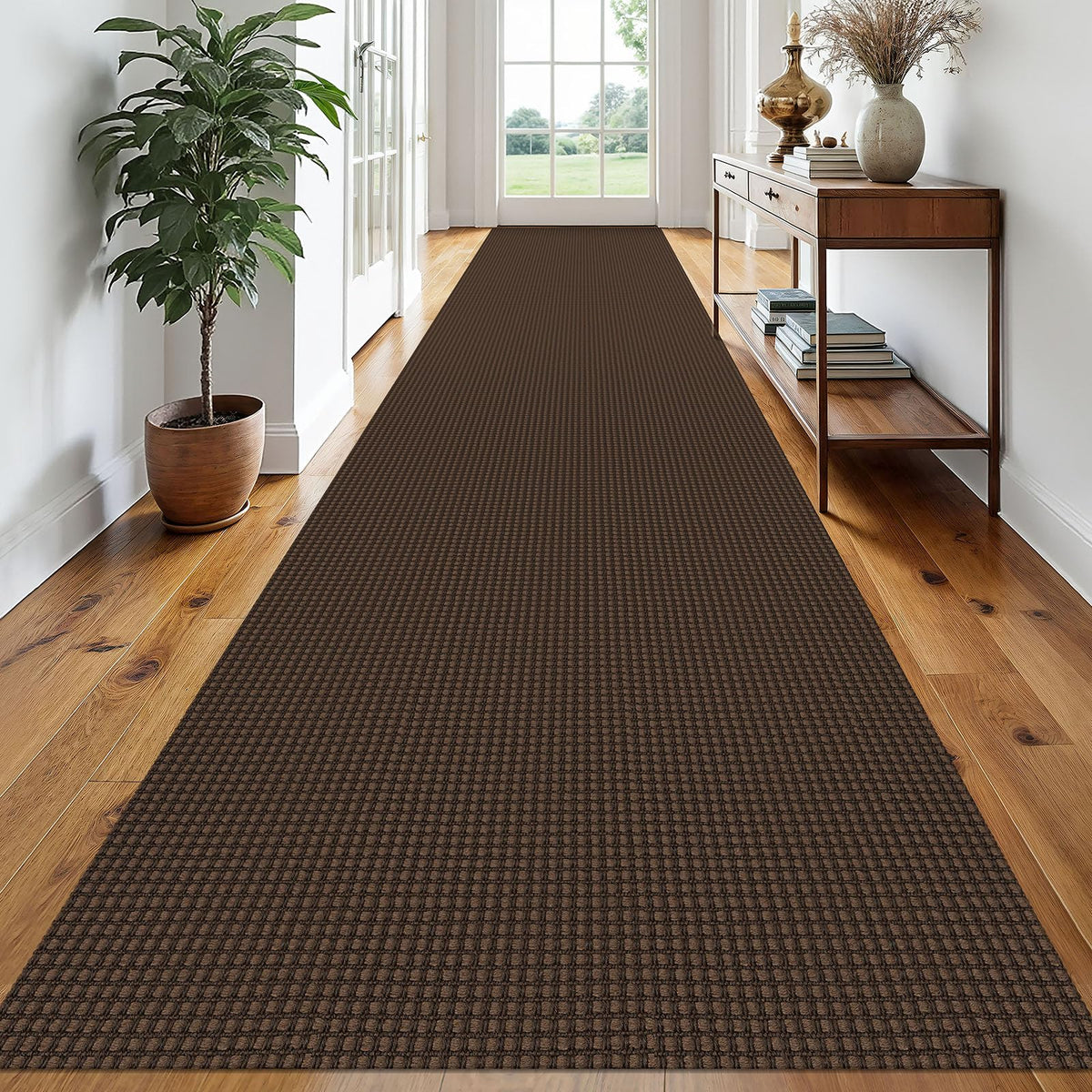 EARTHALL Woven Area Rug 3x5 Ft Washable Rugs for Entryway Braided Non Slip Rubber Backed Throw Rugs Door Mat Indoor Outdoor Entrance Cotton Carpet for Kitchen Foyer Front Door, Orange/Tan/Brown